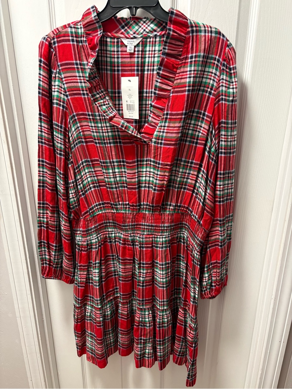 crown & ivy Red Plaid Mini Dress